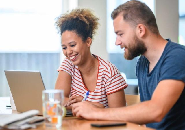 Couple in their 30's going over retirement plan